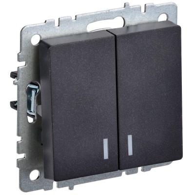 Выключатель 2-кл. СП BRITE ВС10-2-1-БрЧ 10А с индик. механизм черн. IEK BR-V20-1-10-K02 Выключатель 2-кл. СП BRITE ВС10-2-1-БрЧ 10А с индик. механизм черн. IEK BR-V20-1-10-K02