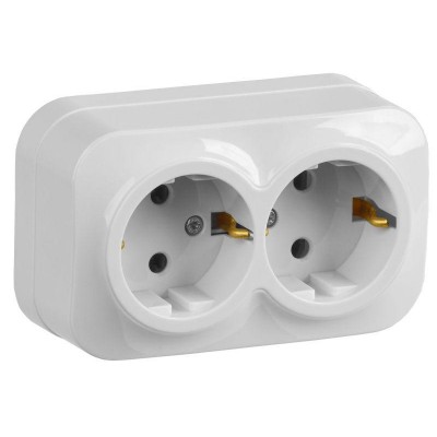 Розетка 2-м ОП GLORY РС22-3-ХБ 16А с заземл. бел. IEK ERH21-K01-16 Розетка 2-м ОП GLORY РС22-3-ХБ 16А с заземл. бел. IEK ERH21-K01-16