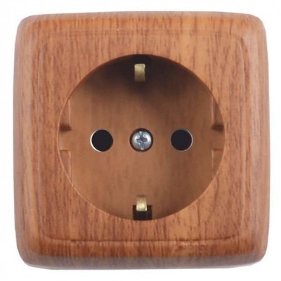 Розетка 1-м ОП Альфа 16А IP20 с заземл. дуб HEGEL РА16-111-05 Розетка 1-м ОП Альфа 16А IP20 с заземл. дуб HEGEL РА16-111-05