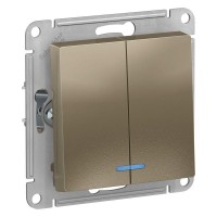 Выключатель 2-кл. СП AtlasDesign 10А IP20 (сх. 5а) 10AX с подсветкой механизм шампань SE ATN000553 Выключатель 2-кл. СП AtlasDesign 10А IP20 (сх. 5а) 10AX с подсветкой механизм шампань SE ATN000553