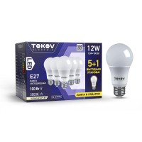 Набор ПРОМО лампа светодиодная 12Вт А60 3000К Е27 176-264В (Promo 5+1 шт) TOKOV ELECTRIC Promo-A60-E27-12-3K Набор ПРОМО лампа светодиодная 12Вт А60 3000К Е27 176-264В (Promo 5+1 шт) TOKOV ELECTRIC Promo-A60-E27-12-3K