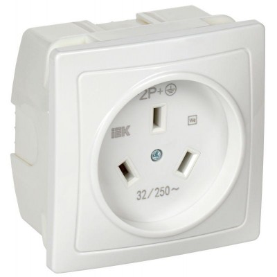 Розетка 1-м СП Рпл11-К 32А IP20 разборная для плиты с заземл. бел. IEK ERP11-032-K01