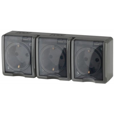 Розетка 3-м ОП Эра Эксперт 11-2406-03 16А IP54 16AX 250В 3х2P+E защ. шторки сер. Эра Б0020723 Розетка 3-м ОП Эра Эксперт 11-2406-03 16А IP54 16AX 250В 3х2P+E защ. шторки сер. Эра Б0020723