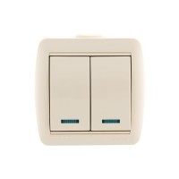Выключатель 2-кл. ОП Nata 10А IP20 с подсветкой крем. LEZARD 710-0300-112 Выключатель 2-кл. ОП Nata 10А IP20 с подсветкой крем. LEZARD 710-0300-112