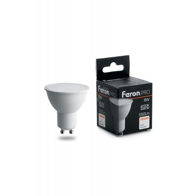 Лампа светодиодная LED 8вт 230в GU10 белый Feron.PRO