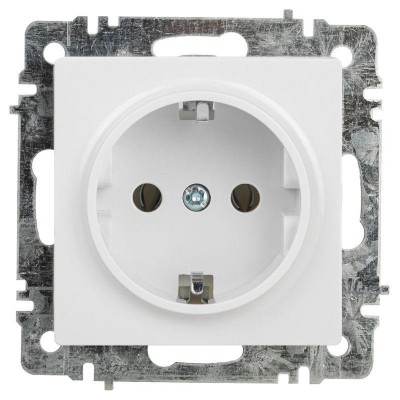 Розетка 1-м СП Accent 6-202-01 16А IP20 250В 2P+E Schuko AL/CU бел. Intro Б0063678