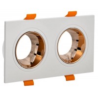 Светильник 4108 встраиваемый поворотный 2хGU10 бел./зол. пласт. IEK LT-UVB0-4108-GU10-2-K22