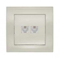 Розетка телефонная 2-м СП Бриллиант сл. кость UNIVersal 7948776