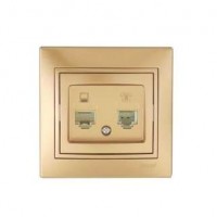 Розетка компьютерная + телефонная 2-м СП Mira RJ45 + RJ11 зол. метал. LEZARD 701-1313-143 Розетка компьютерная + телефонная 2-м СП Mira RJ45 + RJ11 зол. метал. LEZARD 701-1313-143
