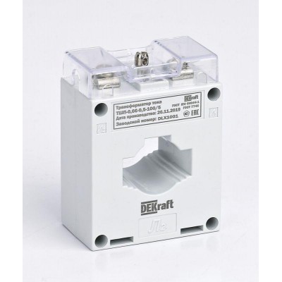 Трансформатор тока ТШП-0.66 150/5А кл. точн. 0.5S 5В.А d30мм DEKraft 50103DEK