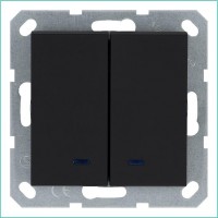 Выключатель 2-кл. 10А IP20 с подсветкой механизм черн. матовый soft touch Jasmart G3023NPB
