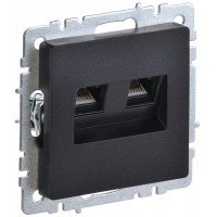 Розетка компьютерная двойн. СП RJ45 кат.5E BRITE РК10-2-БрЧ механизм черн. IEK BR-K20-1-K02
