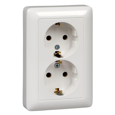 Розетка 2-м СП Хит 16А 250В с заземл. без защ. шторок бел. SE RS16-236-B Розетка 2-м СП Хит 16А 250В с заземл. без защ. шторок бел. SE RS16-236-B