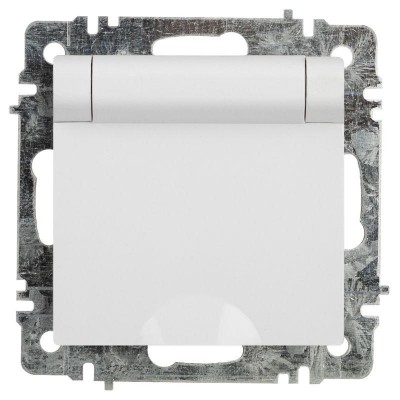 Розетка 1-м СП Accent 6-203-01 16А IP20 250В 2P+E Schuko с крышкой AL/CU бел. Intro Б0063709