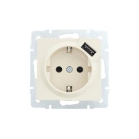 Розетка 1-м СП Vesna с заземл. с заряд. устройством USB механизм крем. LEZARD 742-0388-181 Розетка 1-м СП Vesna с заземл. с заряд. устройством USB механизм крем. LEZARD 742-0388-181