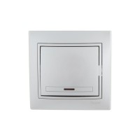 Выключатель 1-кл. СП Mira 10А IP20 с подсветкой со вставкой сер. метал. LEZARD 701-1010-111