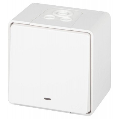 Выключатель Эксперт 11-1502-01 с подсветкой IP55 10АХ-250В ОУ бел. Эра Б0063305