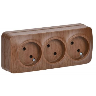 Розетка 3-м ОП GLORY РС23-2-ХД 10А без заземл. дуб IEK ERH30-K24-10 Розетка 3-м ОП GLORY РС23-2-ХД 10А без заземл. дуб IEK ERH30-K24-10