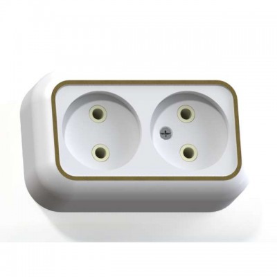 Розетка 2-м ОП Валентина РА10-382 10А IP20 бел./зол. Кунцево 5417 Розетка 2-м ОП Валентина РА10-382 10А IP20 бел./зол. Кунцево 5417