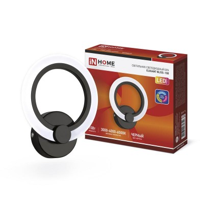 Светильник светодиодный ELEGANT BLISS-15B 15Вт 3000-6500К 1200лм 230В STEP COLOR черн. IN HOME 4690612035352 Светильник светодиодный ELEGANT BLISS-15B 15Вт 3000-6500К 1200лм 230В STEP COLOR черн. IN HOME 4690612035352