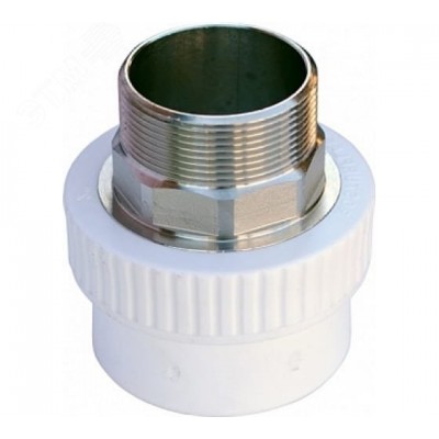 Муфта комбинированная 32x1' НР под ключ полипропиленовая PPR белая