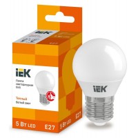 Лампа светодиодная G45 5Вт шар 3000К тепл. бел. E27 450лм 230-240В IEK LLE-G45-5-230-30-E27 Лампа светодиодная G45 5Вт шар 3000К тепл. бел. E27 450лм 230-240В IEK LLE-G45-5-230-30-E27