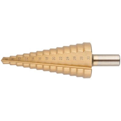 Сверло ступенчатое HSS по металлу 13 ступеней 6-30мм MOS 36383М Сверло ступенчатое HSS по металлу 13 ступеней 6-30мм MOS 36383М