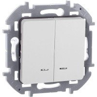 Выключатель 2-кл. Inspiria 10А IP20 250В 10AX с подсветкой/индикацией механизм бел. IEK 673630