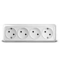 Розетка 4-м ОП Олимп 16А IP20 без заземл. бел. UNIVersal 1162 Розетка 4-м ОП Олимп 16А IP20 без заземл. бел. UNIVersal 1162