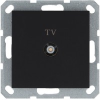 Розетка телевизионная проходная TV Ф9.5мм механизм черн. матов. soft touch Jasmart G6002PB