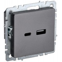 Розетка BRITE USB A+C 18Вт РЮ11-1-БрС механизм сталь IEK BR-U22-018-K46