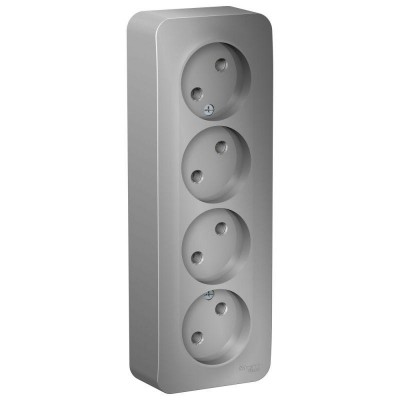 Розетка 4-м ОП Blanca 16А IP20 250В без заземл. без защ. шторок с изолир. пластиной алюм. SE BLNRA000413 Розетка 4-м ОП Blanca 16А IP20 250В без заземл. без защ. шторок с изолир. пластиной алюм. SE BLNRA000413