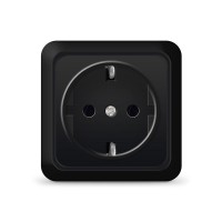 Розетка 1-м ОП Олимп 16А IP20 с заземл. черн. Universal 2227