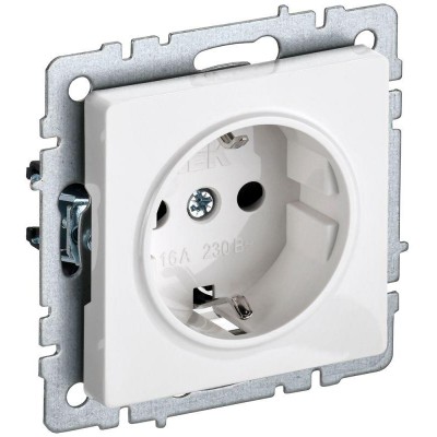 Розетка BRITE РС11-1-0-БрБ 16А с заземл. без защ. шторки механизм бел. IEK BR-R11-16-K01 Розетка BRITE РС11-1-0-БрБ 16А с заземл. без защ. шторки механизм бел. IEK BR-R11-16-K01