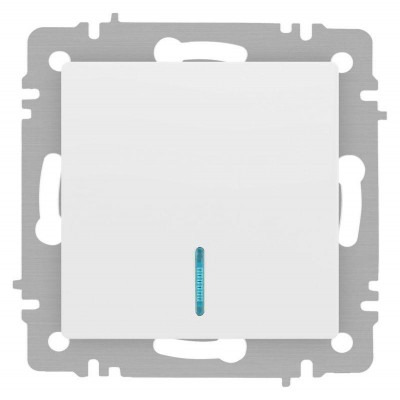 Выключатель 1-кл. СП Accent 6-102-01М 10А IP20 250В с подсветкой AL/CU бел. матов. Intro Б0063466