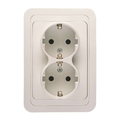 Розетка 2-м СП Mimoza 16А IP20 с заземл. бел./бел. Makel 12082 Розетка 2-м СП Mimoza 16А IP20 с заземл. бел./бел. Makel 12082