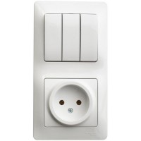 Блок комбинированный Glossa (розетка + 3-кл. выкл.) бел. SE GSL000176 Блок комбинированный Glossa (розетка + 3-кл. выкл.) бел. SE GSL000176