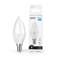 Лампа светодиодная Elementary 6Вт свеча 4100К нейтр. бел. E14 450лм GAUSS 33126 Лампа светодиодная Elementary 6Вт свеча 4100К нейтр. бел. E14 450лм GAUSS 33126