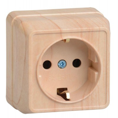 Розетка 1-м ОП Октава РС20-3-ОС 16А IP20 с заземл. сосна IEK ERO11-K03-16-DC Розетка 1-м ОП Октава РС20-3-ОС 16А IP20 с заземл. сосна IEK ERO11-K03-16-DC