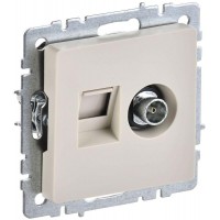 Розетка компьютерная + телевизионная 2-м Brite РТВ/РК12-БрКр RJ45 кат.5E + TV механизм беж. IEK BR-AK20-1-K10 Розетка компьютерная + телевизионная 2-м Brite РТВ/РК12-БрКр RJ45 кат.5E + TV механизм беж. IEK BR-AK20-1-K10