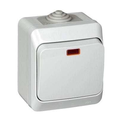 Выключатель 1-кл. ОП Этюд 10А IP44 10AX с подсветкой сер. SE BA10-045C Выключатель 1-кл. ОП Этюд 10А IP44 10AX с подсветкой сер. SE BA10-045C