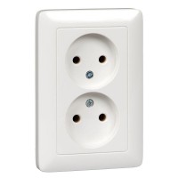 Розетка 2-м СП Хит 16А IP21 250В без заземл. без защ. шторок бел. SE RS16-235-B Розетка 2-м СП Хит 16А IP21 250В без заземл. без защ. шторок бел. SE RS16-235-B