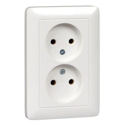 Розетка 2-м СП Хит 16А IP21 250В без заземл. без защ. шторок бел. SE RS16-235-B Розетка 2-м СП Хит 16А IP21 250В без заземл. без защ. шторок бел. SE RS16-235-B