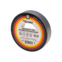 Изолента ПВХ профессиональная 0.18х19мм 20м сер. Kranz KR-09-2808 Изолента ПВХ профессиональная 0.18х19мм 20м сер. Kranz KR-09-2808