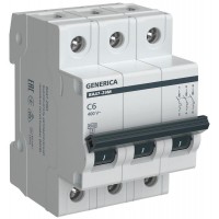 Выключатель автоматический модульный 3п C 6А 4.5кА ВА47-29М GENERICA MVA21-3-006-C-G Выключатель автоматический модульный 3п C 6А 4.5кА ВА47-29М GENERICA MVA21-3-006-C-G