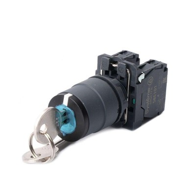 Переключатель модульный SB5 в сборе 22мм 3поз. 2НО с возвратом извлечение ключа по центру SE SB5AG53 Переключатель модульный SB5 в сборе 22мм 3поз. 2НО с возвратом извлечение ключа по центру SE SB5AG53