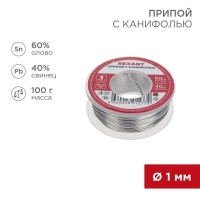 Припой с канифолью 100гр. d1.0мм Rexant 09-3203 Припой с канифолью 100гр. d1.0мм Rexant 09-3203