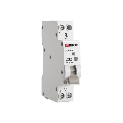 Выключатель автоматический дифференциального тока 1мод. C 32А 30мА тип А 6кА АВДТ-63М (электрон.) PROxima EKF D636EA32C30 Выключатель автоматический дифференциального тока 1мод. C 32А 30мА тип А 6кА АВДТ-63М (электрон.) PROxima EKF D636EA32C30