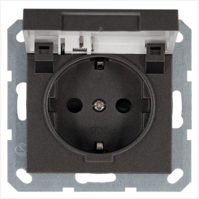 Розетка 1-м Shuko 16А IP20 с заземл. защ. шторки с крышкой механизм мокко Jasmart G5505Z Розетка 1-м Shuko 16А IP20 с заземл. защ. шторки с крышкой механизм мокко Jasmart G5505Z