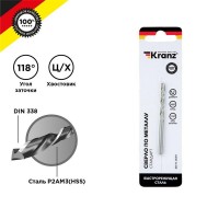 Сверло по металлу 4.2х75х43мм HSS DIN 338 Kranz KR-91-0559 Сверло по металлу 4.2х75х43мм HSS DIN 338 Kranz KR-91-0559